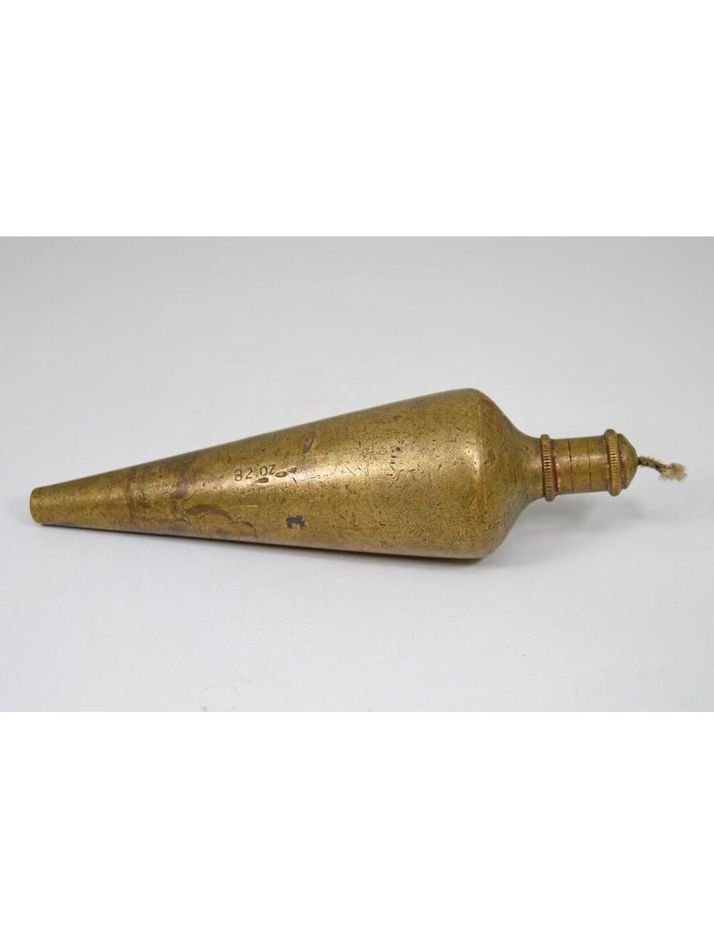 Vintage Brass Plumb Bob 32 oz with Brass Top Missing Tip 6 1/2" Long AS IS